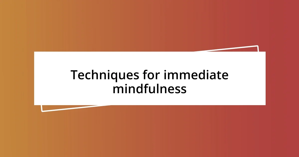 Techniques for immediate mindfulness