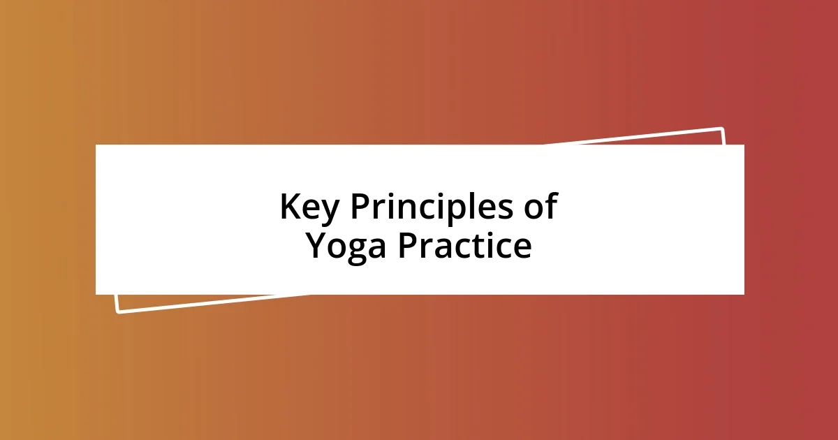 Key Principles of Yoga Practice