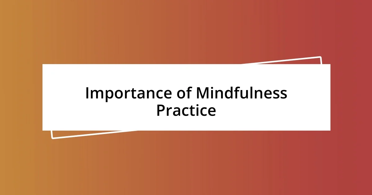 Importance of Mindfulness Practice