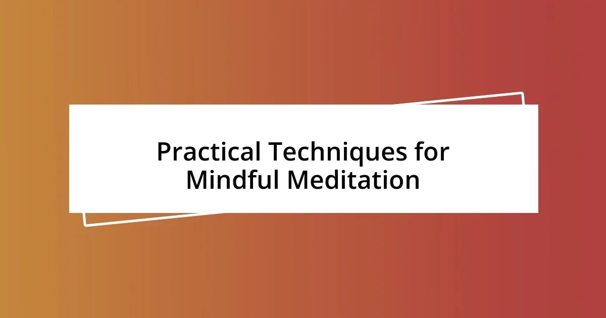 Practical Techniques for Mindful Meditation